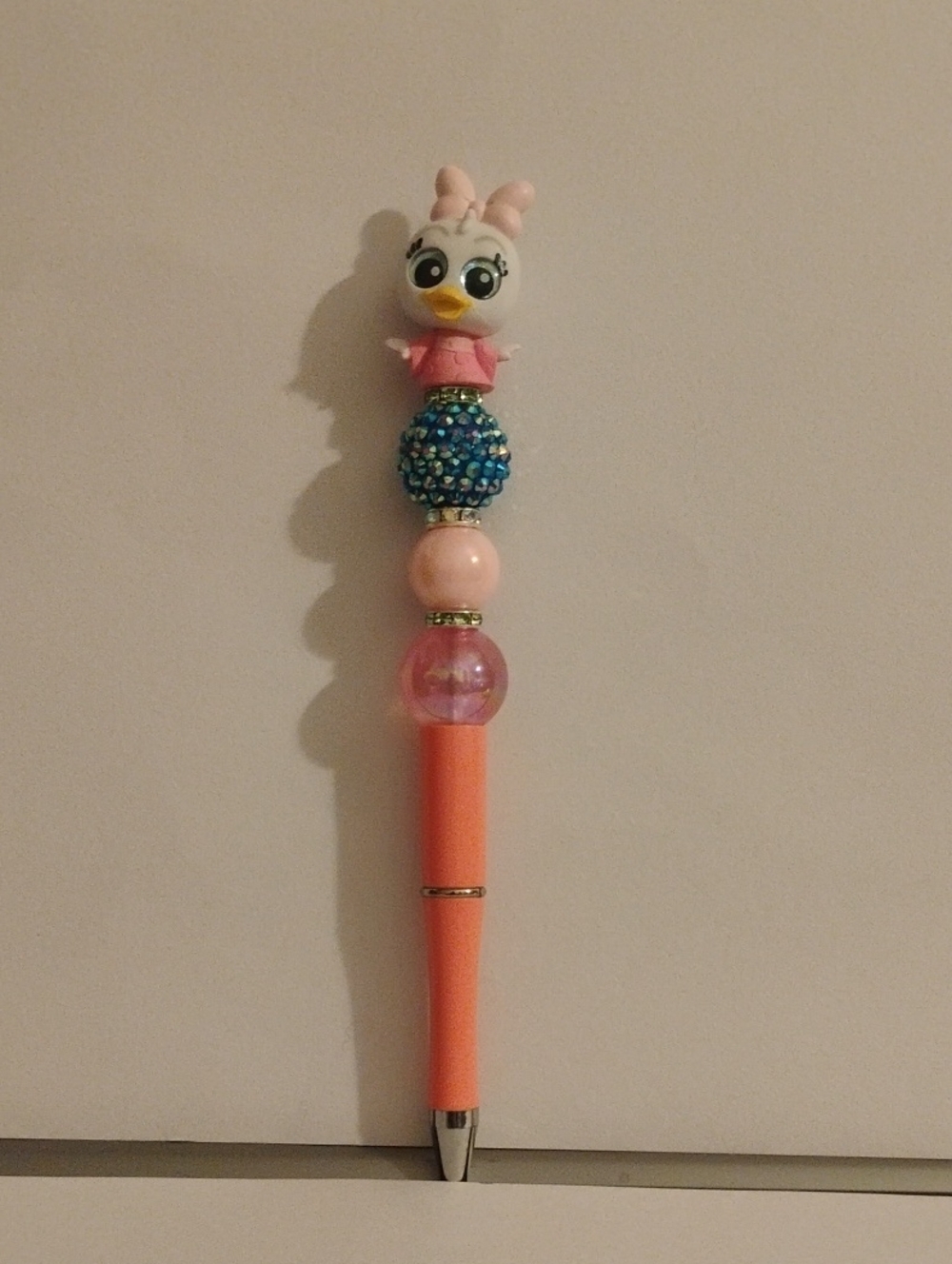 Disney Doorables Daisy Duck Custom Beaded Pen | Pink & Teal Rhinestone Pen